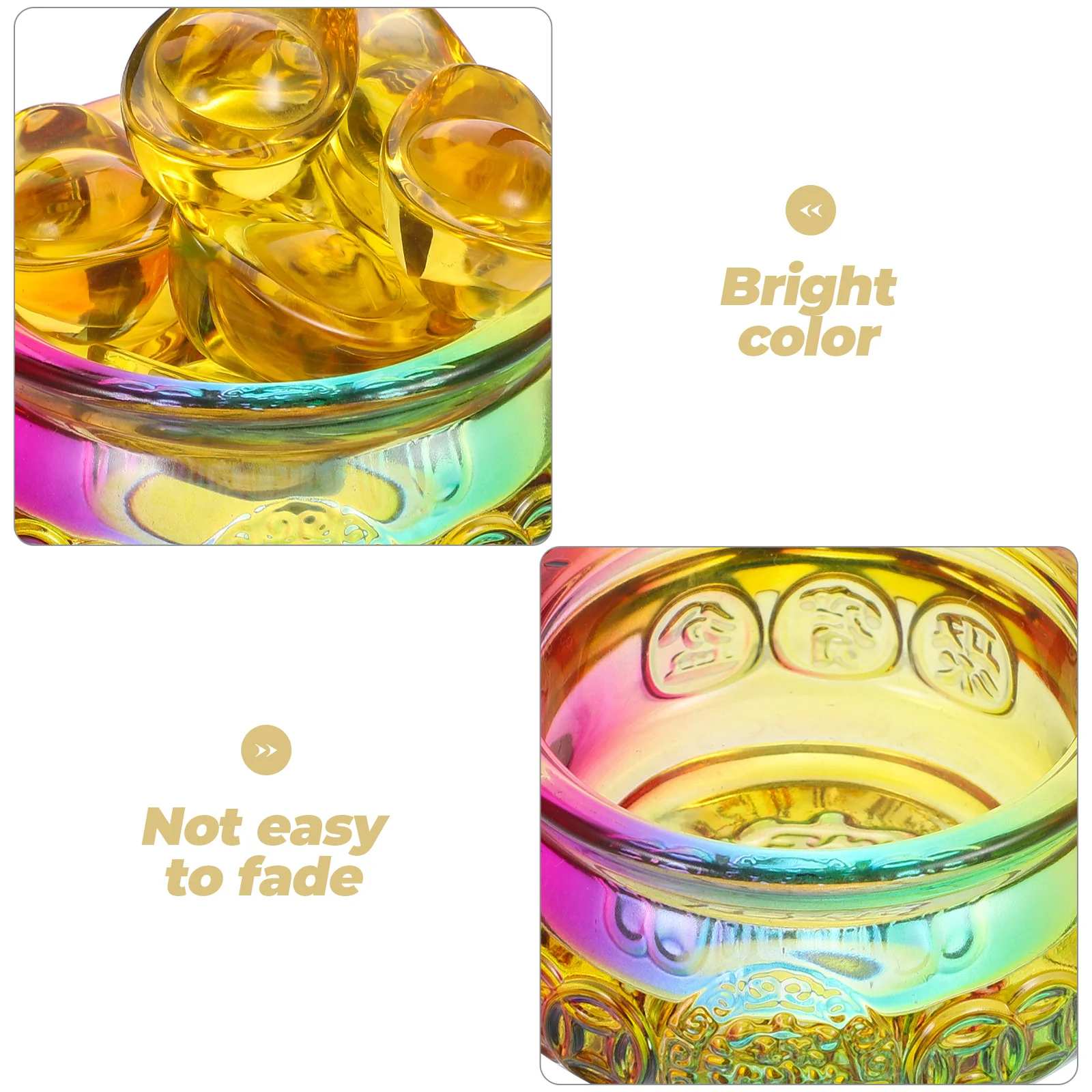 

Colorful Crystal Treasure Basin 80mm Wealth Bowl Decorative naments for Office Living Room Home Decoration Prosperity Symbol