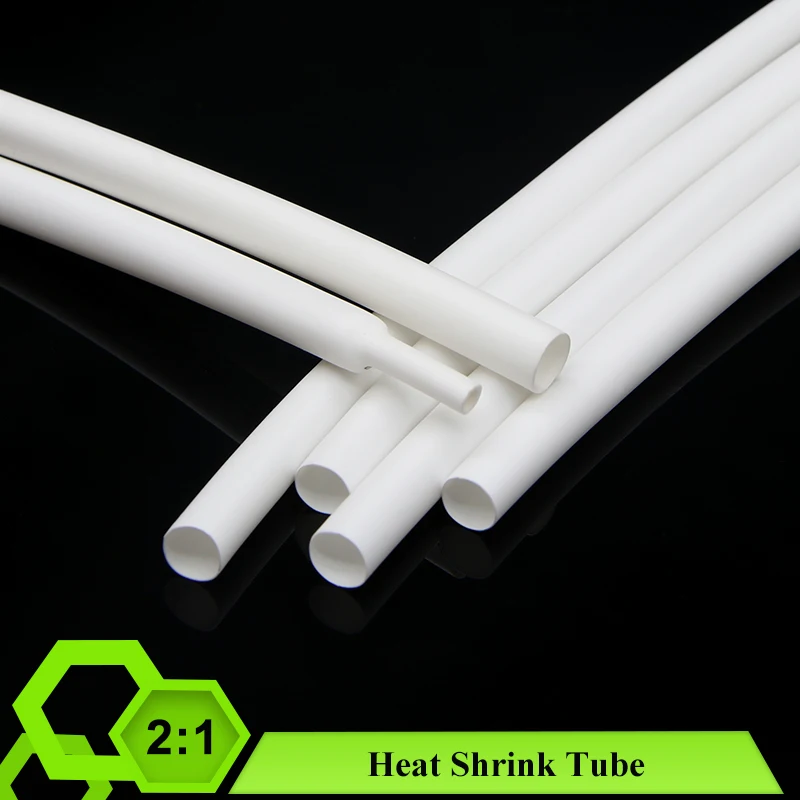 

1/5/10M White 2:1 Heat Shrink Tube Dia. 0.6mm ~ 80mm Repair DIY Cable Protector Tubing Sheath Wrap Cover Heat-shrinkable Sleeve