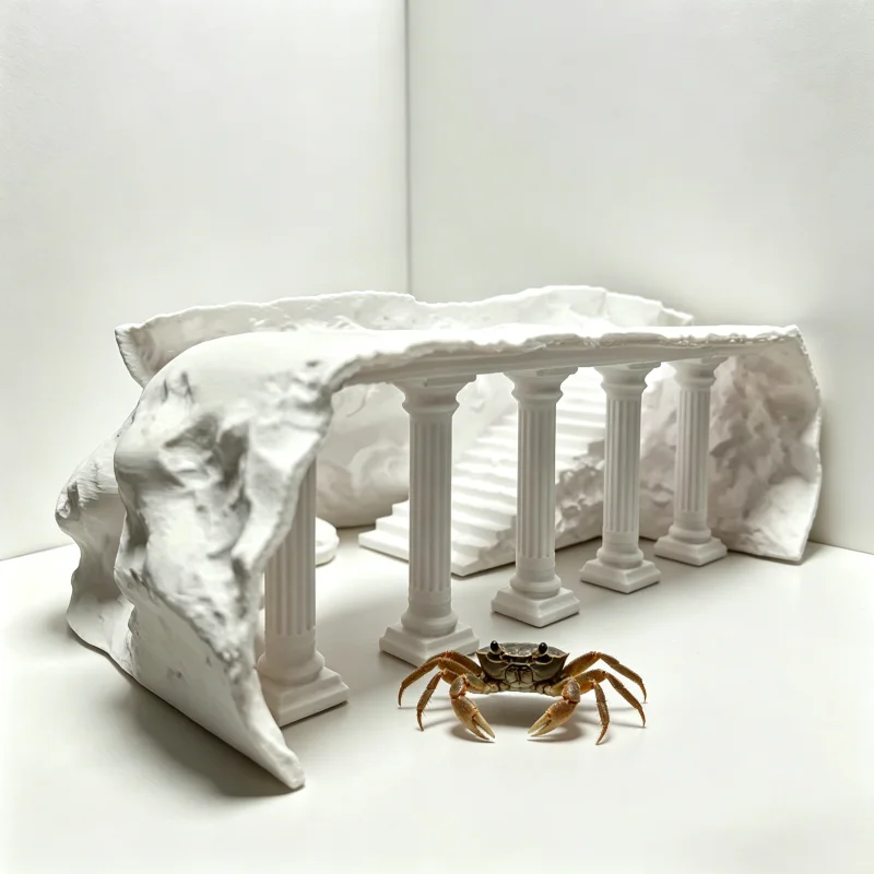 3D Printed Fish Tank Cave, Artificial Roman Column Simulated Fish Hiding Shelter Viewing Ports Plastic Aquarium Cave Tunnel