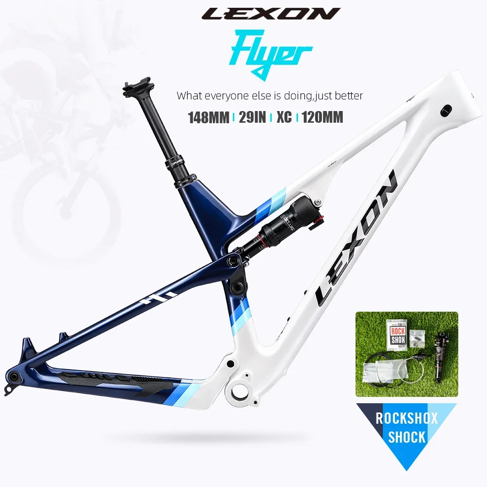 LEXON Ultralight Carbon MTB  Frames Full Suspension 29er Mountain Bicycle XC frameset 148x12mm Boost Cycling Bike Accessories