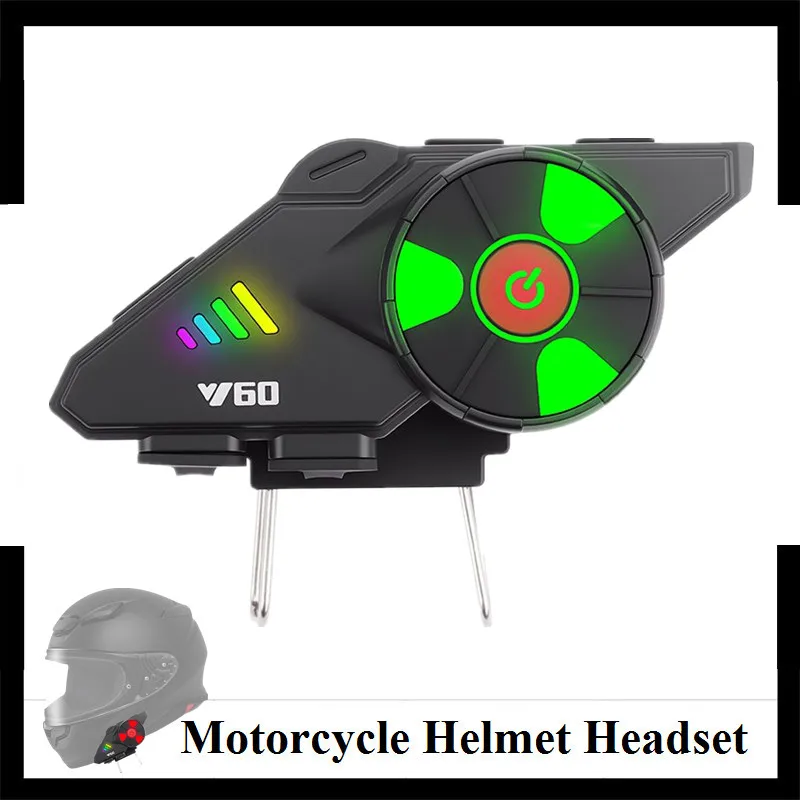 

Y60 Motorcycle Helmet Headset Bluetooth Wireless Waterproof Handsfree Call Music V5.3 Color Light Rider Earphone