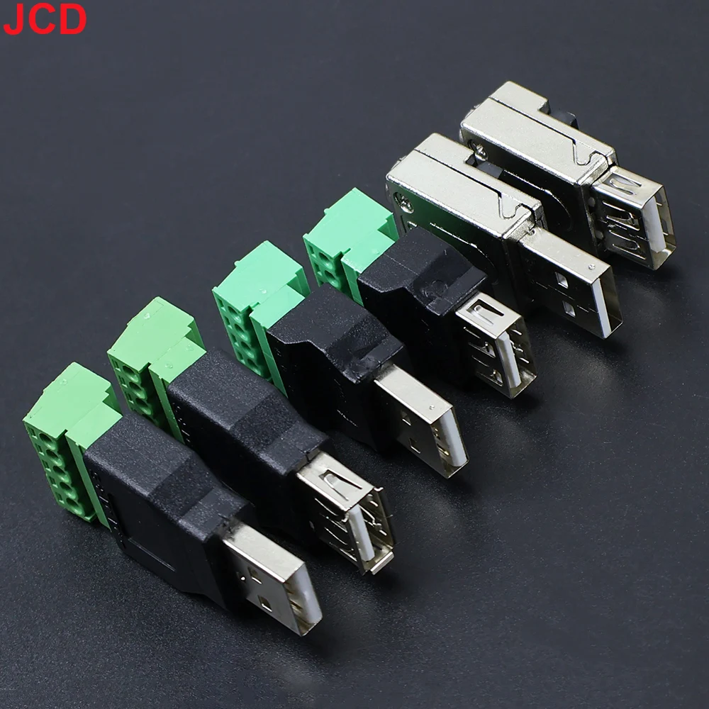 JCD USB 2.0 Connector Avoid Welding Plugs Type A Male/Female To 4Pin 5pin Screw Terminal Socket Adapter Plug For Computer TV
