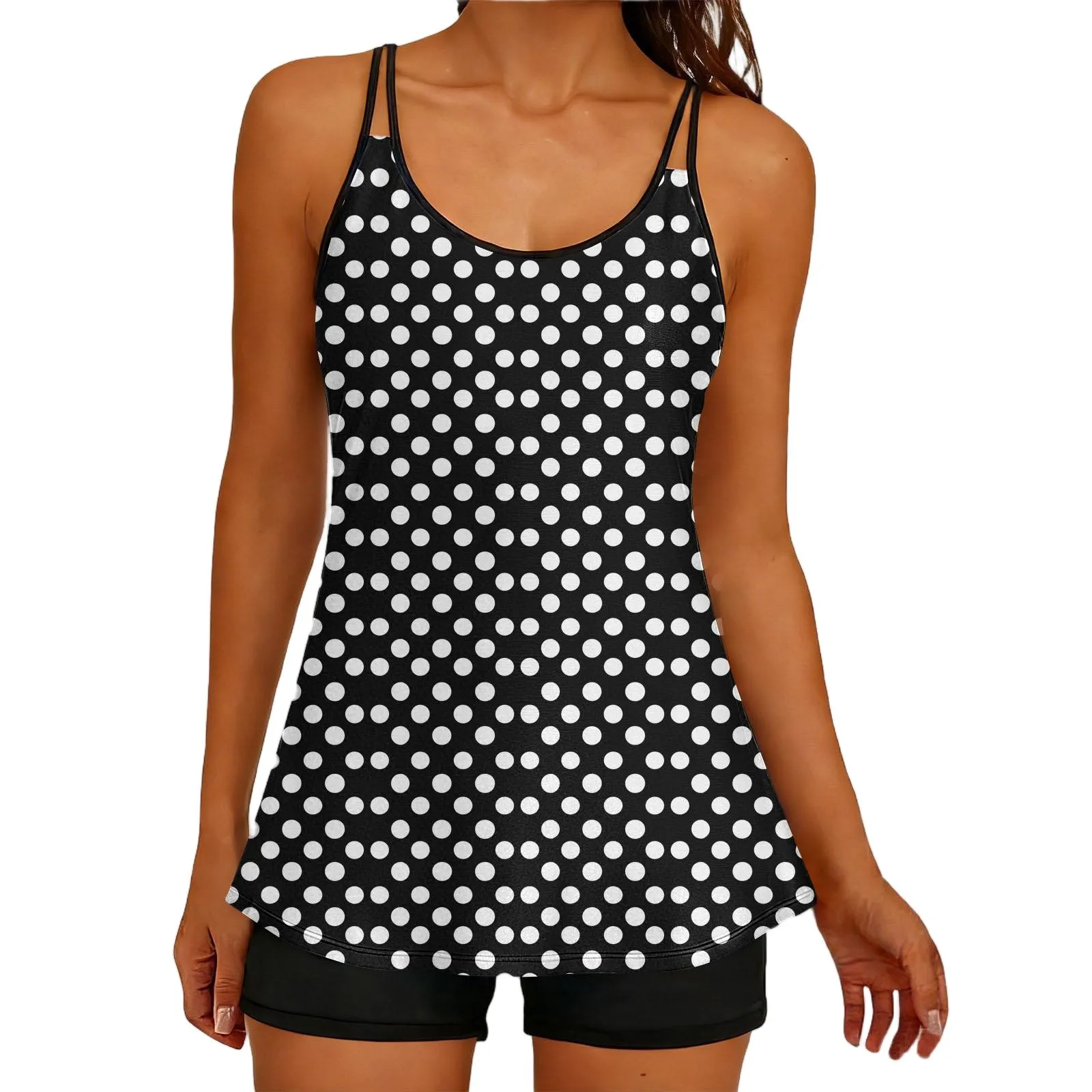 Loose And Skinny Tankini Ladies High Elastic Quick Dry Printed Split Swimsuit 2 Pieces Tankini Swimsuits Women Biquinis Set Bath