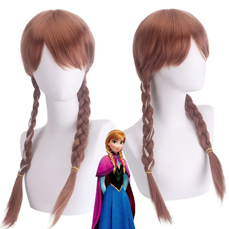 Princess Aisa anna Headdress Bangs Fried Dough Twists Braid Animation Cosplay Wig Halloween Costume Wig