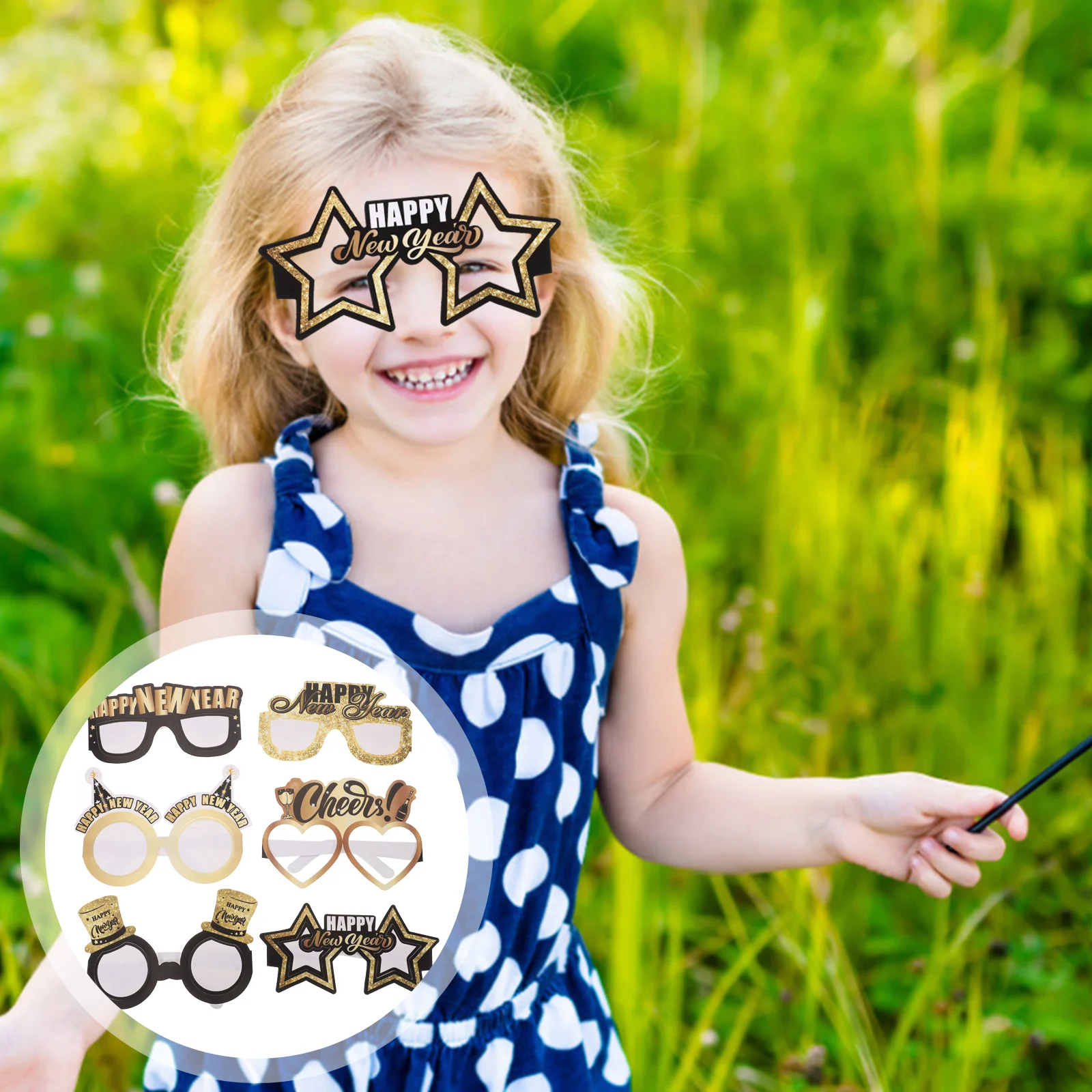 

12 Pcs Paper Eyewear Props New Year Glasses Party Supplies Creative Photo Props Holiday Decorations Festive Accessories