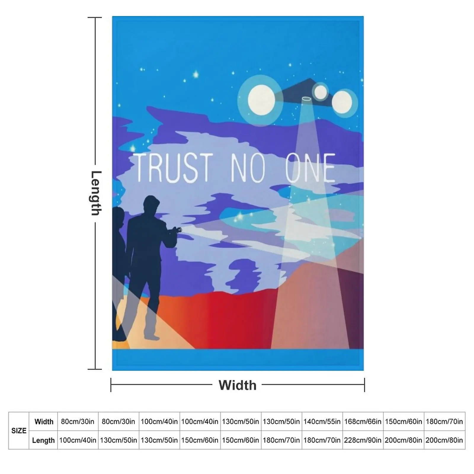 The X Files Trust no one Mulder and Scully Throw Blanket couch cozy soft plush fuzzy picnic outdoor blanket