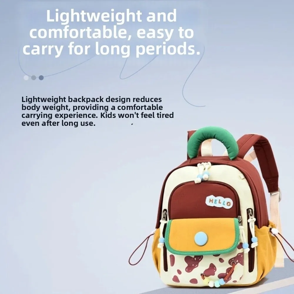 Large Capacity Dopamine Backpack Adjustable Waterproof Cute Color Block Backpack Breathable Back-supporting