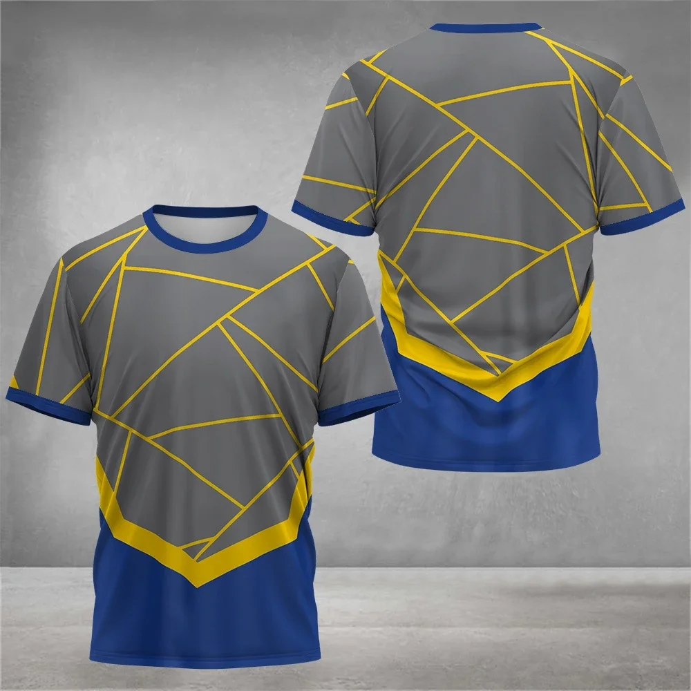 Men's sports t-shirt for tennis and badminton, loose casual short-sleeve t-shirt with round neck, fashionable 3D printed gym t-s
