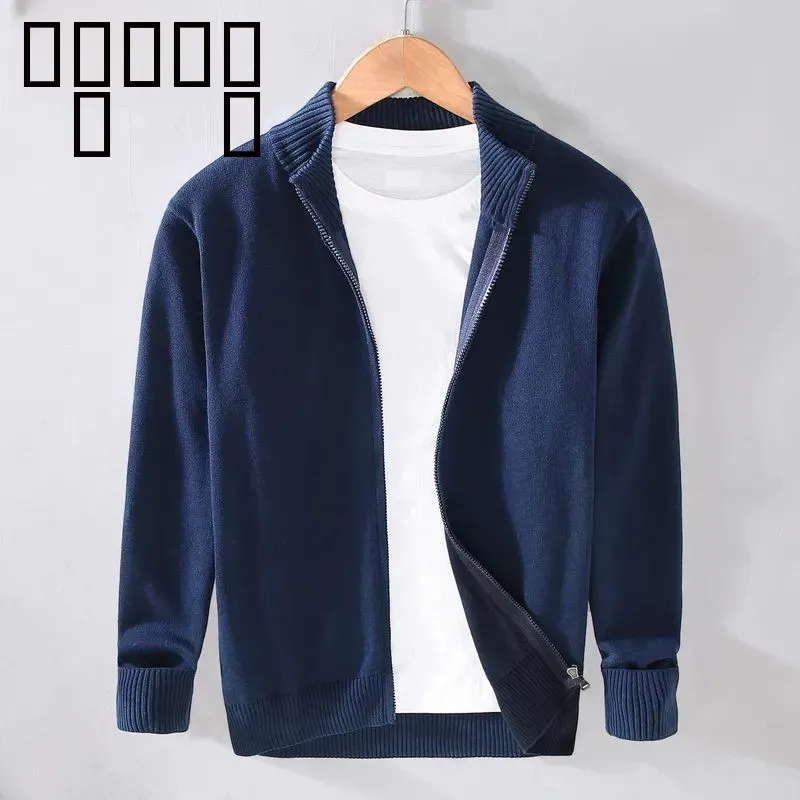

New Men's Zipper High Collar Sweater Winter Color Slim Fit Open Cardigan Casual Versatile Faion 2025 Trendy Brand