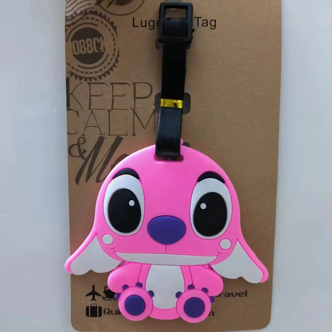 Etiqueta de equipaje de PVC para hombre y mujer, accesorio de viaje, etiqueta portátil de dibujos animados, Lilo Stitch, Maleta