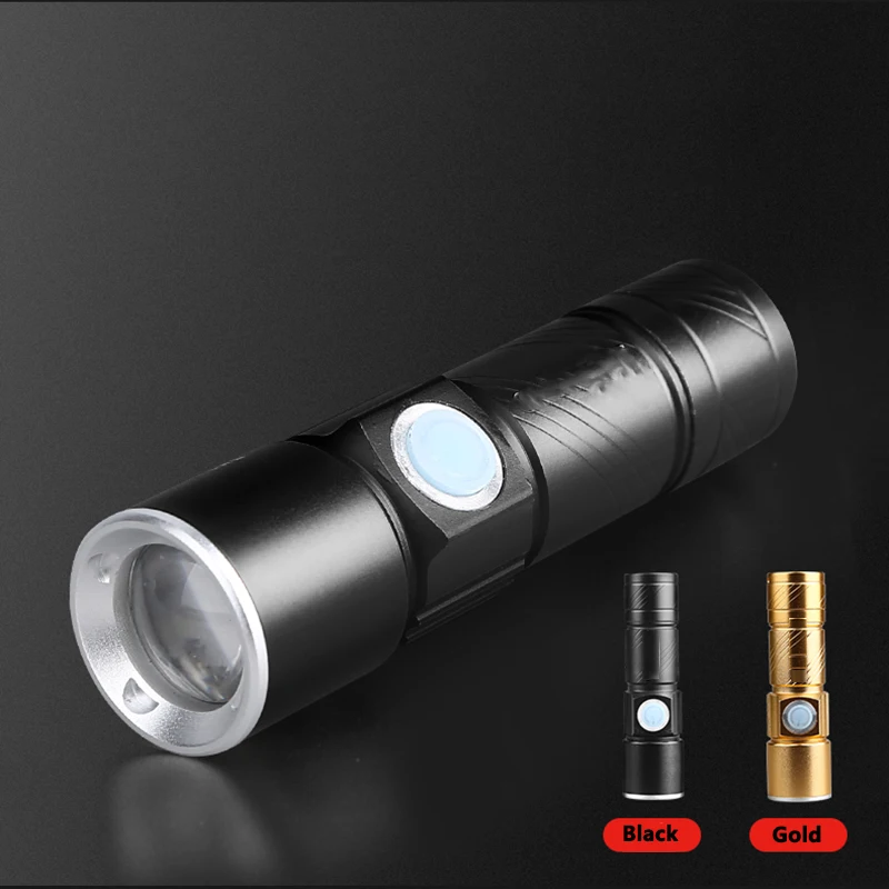 XP-G Q5 Portable USB Handy Powerful LED Flashlight Rechargeable Torch Flash Light Bike Pocket Zoomable Lamp Built in Battery 10W