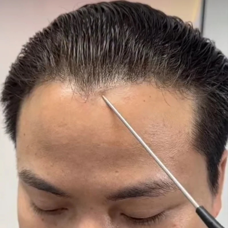 

Невидимый мужской парик-система из натуральных волос, 0,02 мм, ультратонкая основа, 80% плотность, светлый цвет