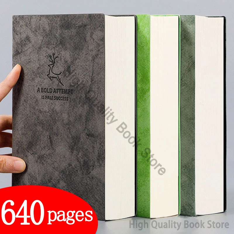 Super Thick Blank Book,80gsm,320sheets Leather Sketchbook A5 Journal Notebook Daily Business Office Work Notepad Stationery Gift