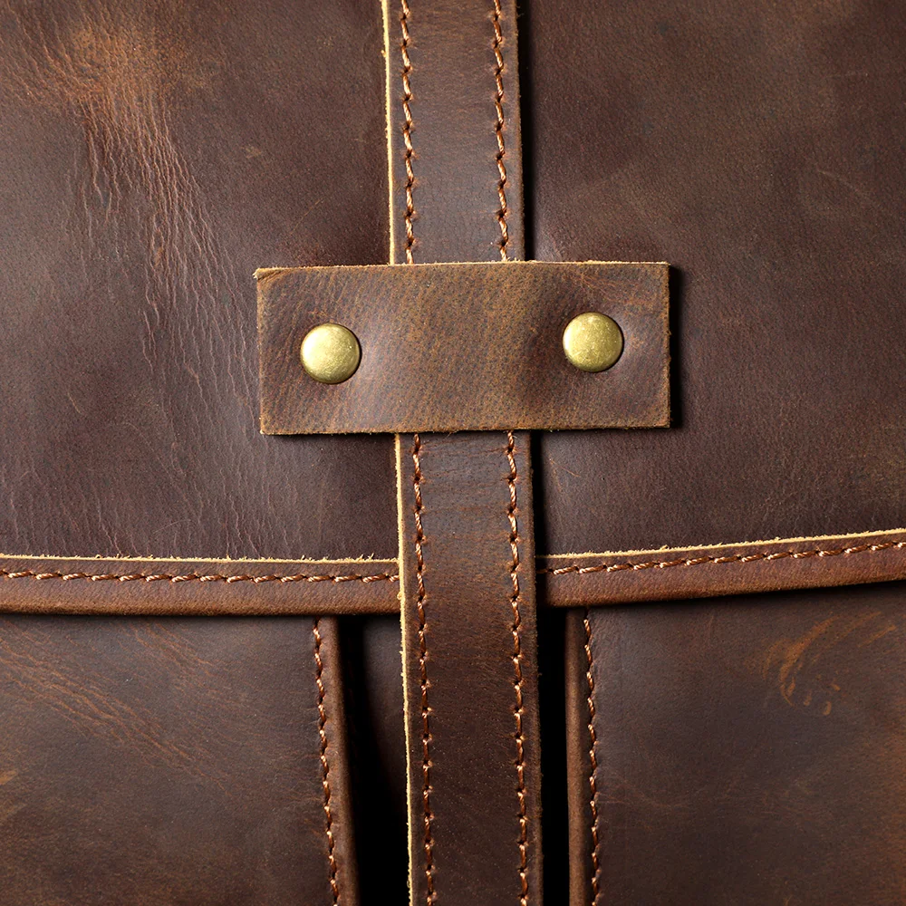 S.WORKER Vintage Echtleder Herren-Umhängetaschen Handgefertigte 12-Zoll-Tasche für iPad, Handy und Schlüssel Geschenk für Männer – Detail 13