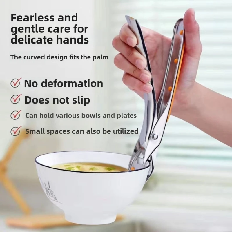 Non-slip Pot Pan Gripper Clip Hot Dish Plate Bowl Clip Retriever Tongs Silicone Handle Kitchen Tool Air Fryer Camping Tool