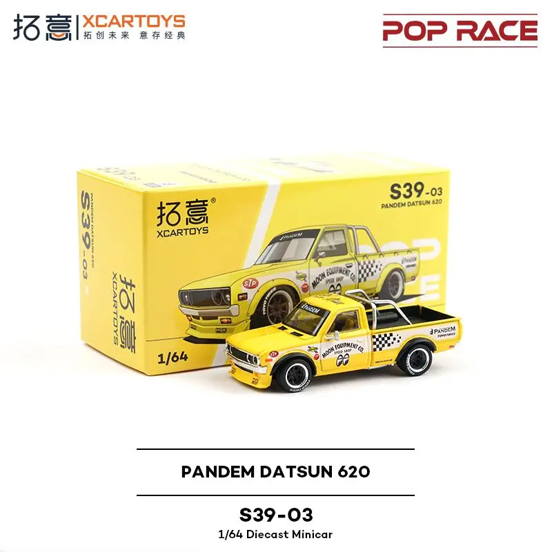 

POPRACE 1/64 Datsun Pickup 620 Moon Eyes The Hood Is Removable Alloy Car Model Gift Toy