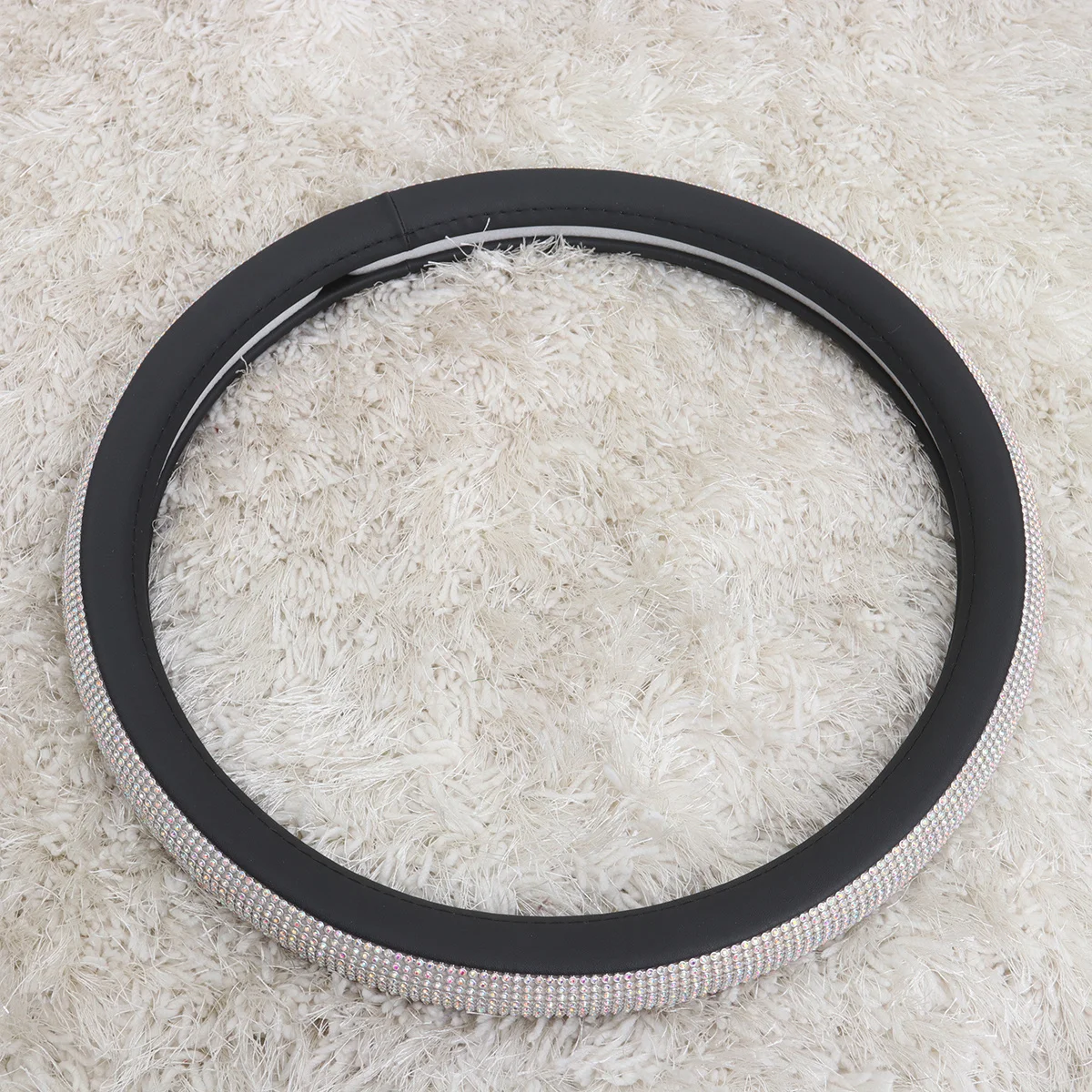 

Steering Wheel Cover Black White Diamond Rhinestone Luxury Grip Anti Slip Protector Car Wheel Cover Stylish Interior