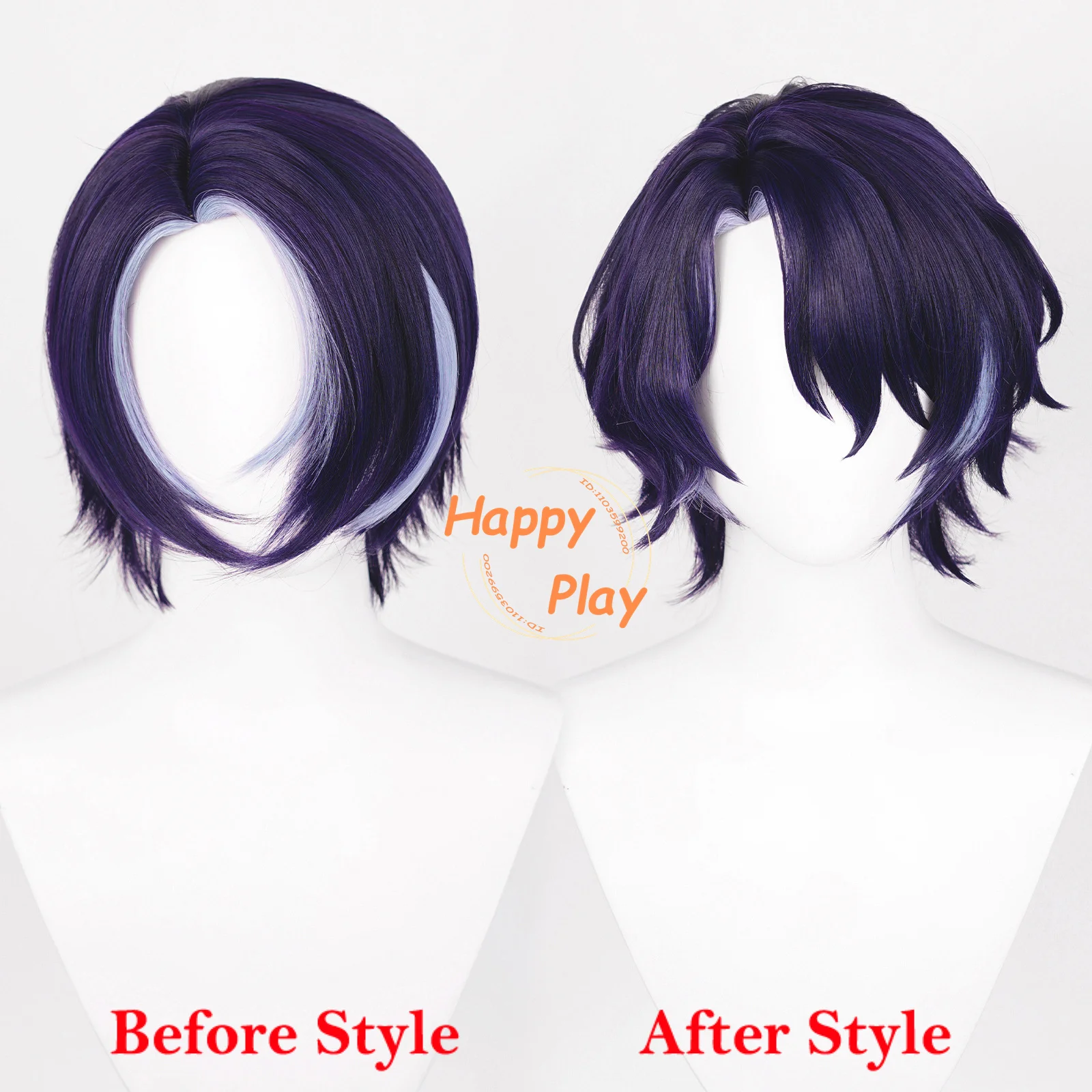 Synthetic Hair Honkai: Star Rail Dr. Ratio Cosplay Wig 33cm Short Purple Mixed Heat Resistant Wigs Halloween Party Wig + Wig Cap