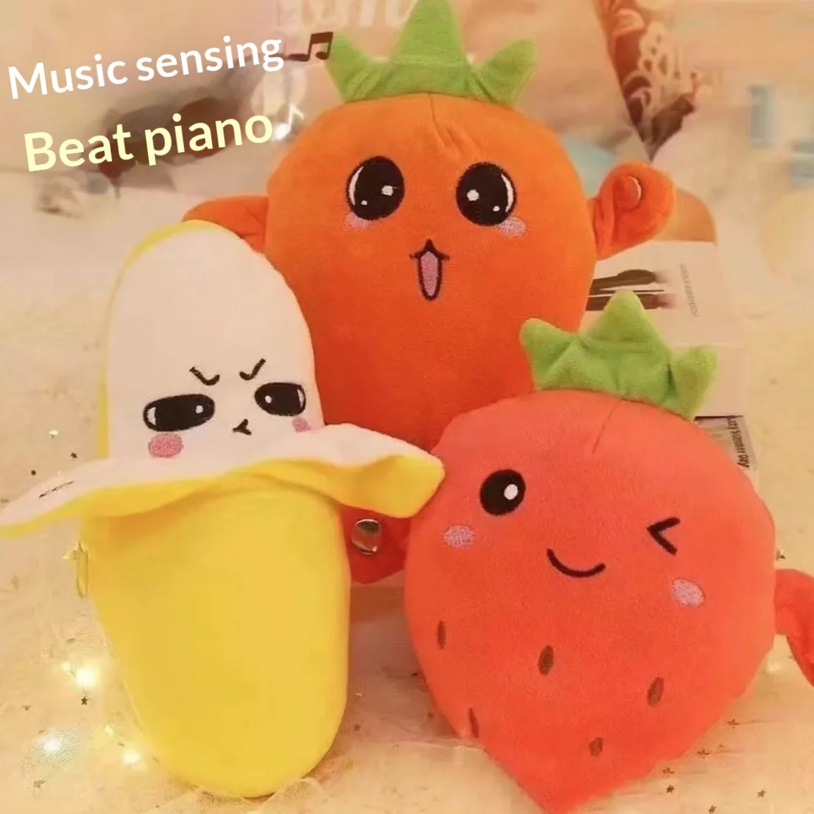 

Banana Induction Beat Piano New Strange Music Toy Parent-Child Interactive Soft Plush Doll for Children