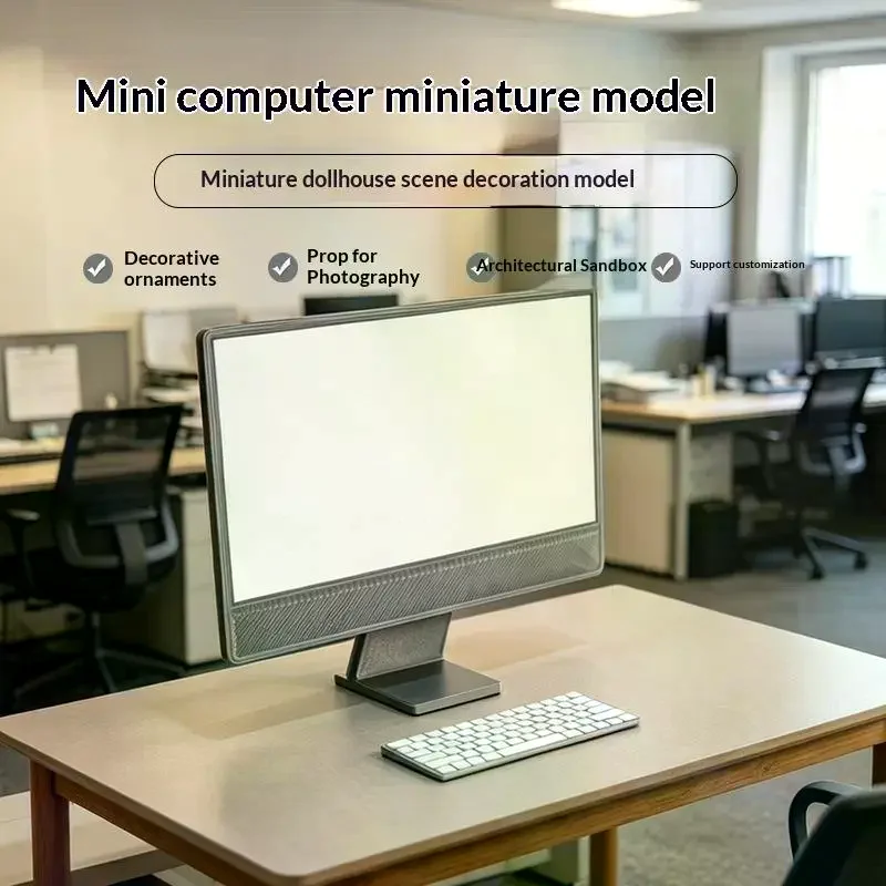 Realistic Mini Desktop Computer Model For Dollhouse Decor Sandtable Photo Props Office Computer Scene Decoration