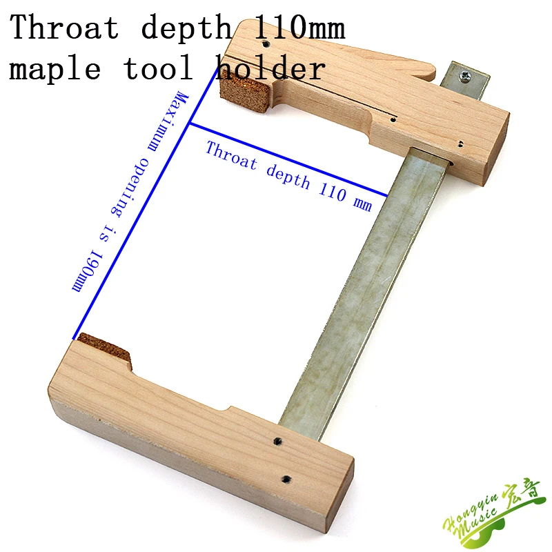 HUATOOL Hartes Ahornholz Eisen Deep Throat Klemme für Gitarre Cello Violine Brücke F-Form Holzbefestigung Holzarbeiten – Detail 14