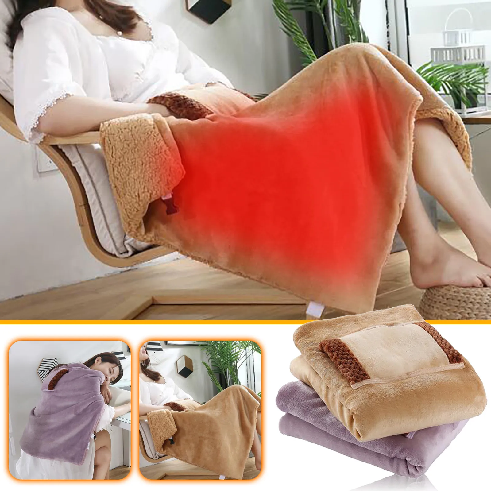 Heated Blanket 5V Safety Low Voltage USB Rechargeable Electric Blanket Multi-function Knee Warmer Office Break Heating Blanket