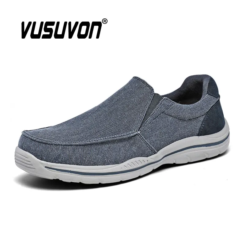 Men Canvas Casual Shoes Comfortable Outdoor Walking Footwear Breathable Students Flats Father Loafers 40-47