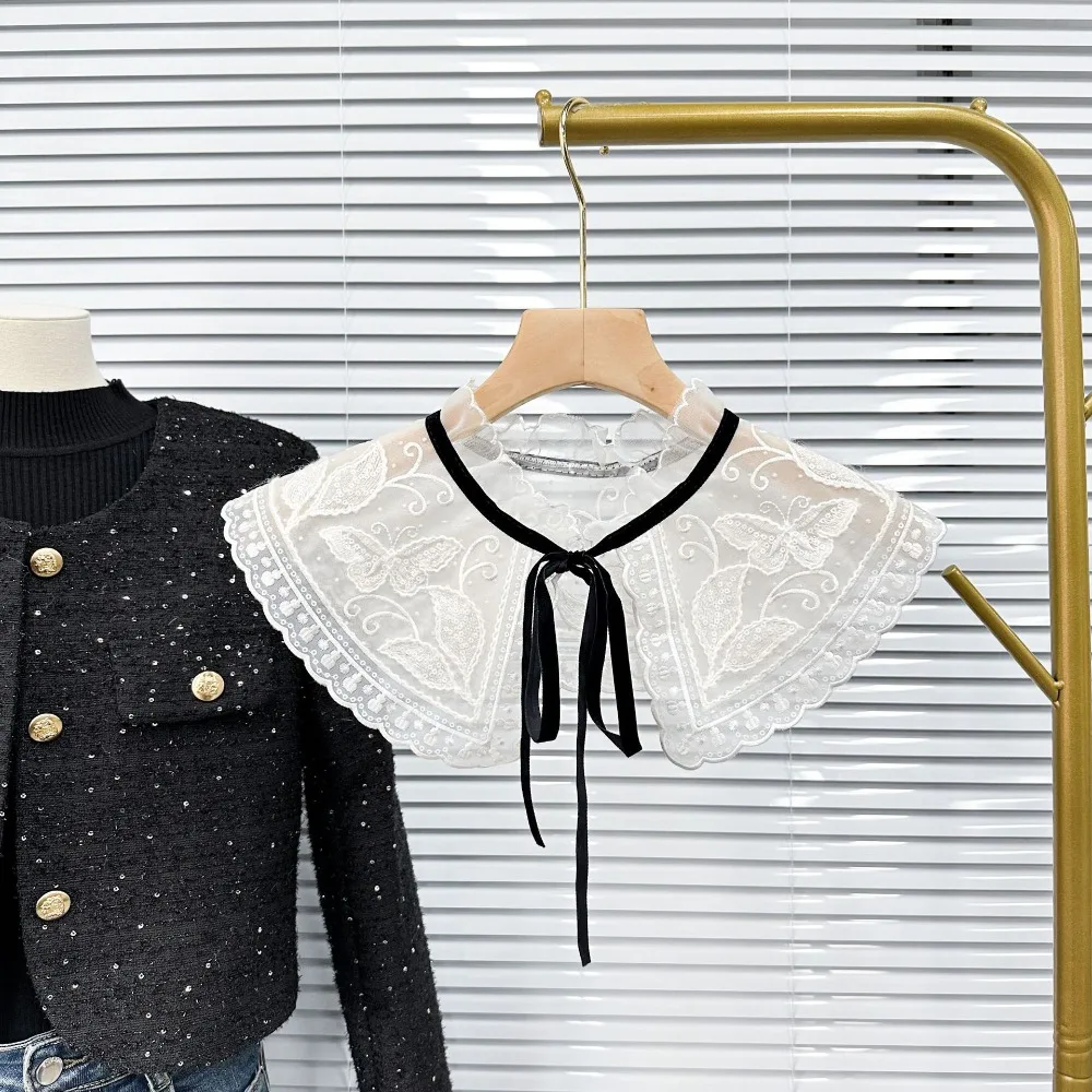 New HIgh Quality Fashion Embroidery Women's Lace Collar Clothing Accessories Lace Up Shawl Detachable Shirt Collar Insignia