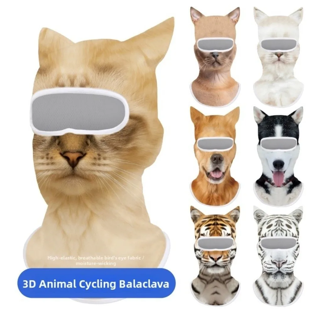 3D Animal Print Balaclava Mask Ice Silk Windproof Design Full Face Mask Full Coverage Funny Pattern Neck Gaiter For Skiing