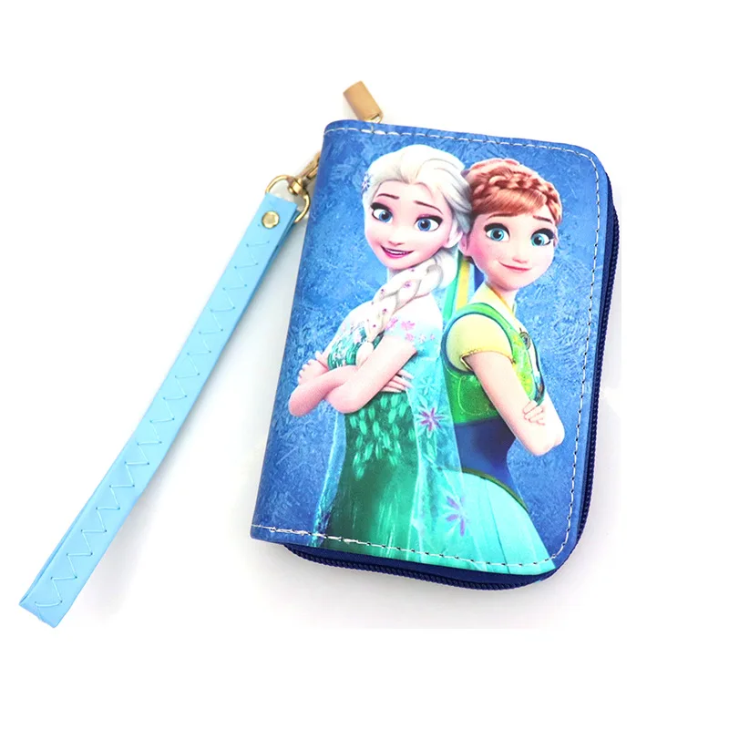 Disney-cartera de Frozen 2 para mujer, tarjetero multifuncional de película de dibujos animados de Anna y Elsa, monedero con estampado Kawaii para