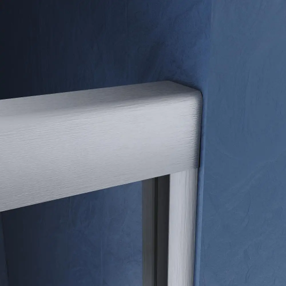 56-60 بوصة. باب حوض استحمام زجاجي منزلق من النيكل المصقول شبه بدون إطار مع مقابض من الزجاج المقسى والفولاذ المقاوم للصدأ