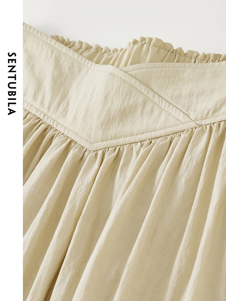 SENTUBILA A-line Long Skirt Woman 2025 Spring Fall Fashion Ladies High Waist Casual Loose Long Skirts Women Clothing 141Q53588