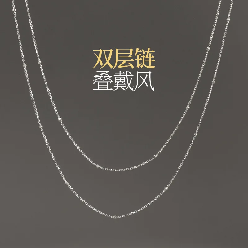 Miracle Sterling Silver 925  For Paragraph Life Custom Bead Double Layer Bare Chain Stacking Style Retro Elegant Necklace