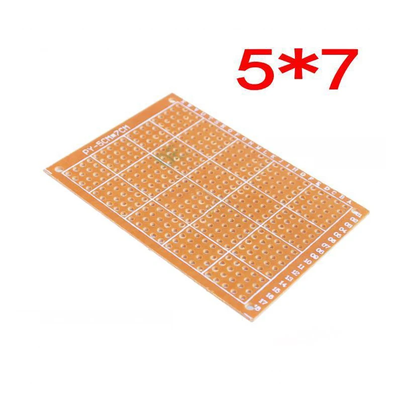 10PCS 5*7 PCB 5x7 PCB 5cm 7cm DIY Prototype Paper PCB Universal Board yellow