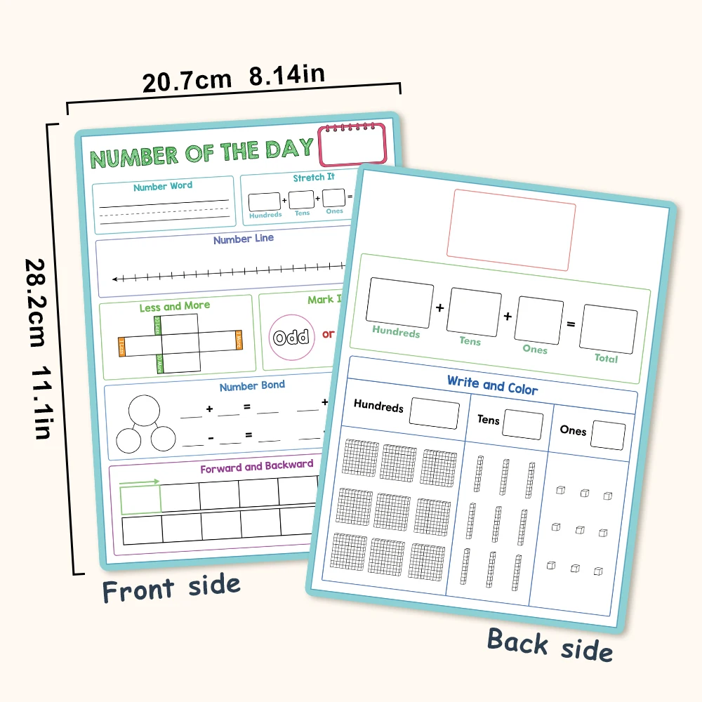 Erasable Maths Number of The Day Chart for Kids Learn Place Value Addition Subtraction Mathematical Arithmetic Practice Posters