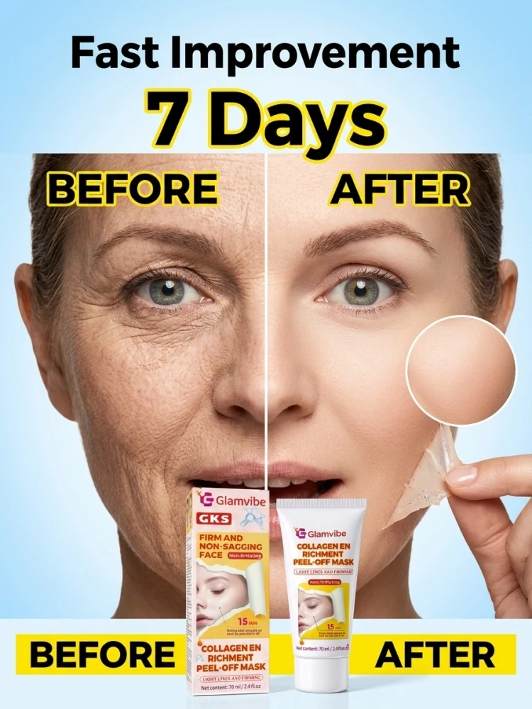 Moisturizing Collagen Peel‑Off Face Mask, Purify Skin Pores, Improve Dull Tired‑Looking Skin, Support Plump‑Looking Skin Visual Effect, Easy Peel‑Off Type for At‑Home Daily Facial Beauty Skincare