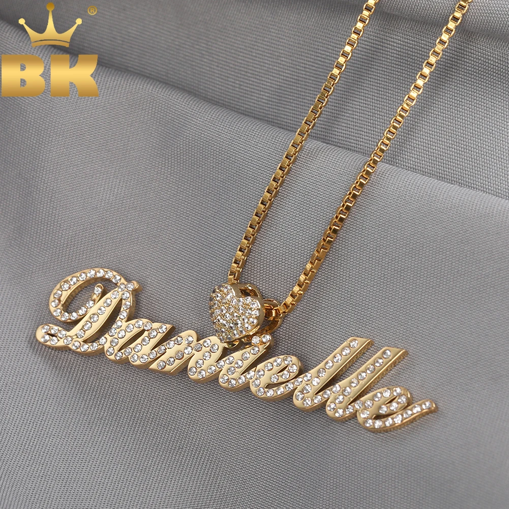 

THE BLING KING индивидуальное колье из нержавеющей стали с именем, персонализированное ожерелье с подвеской в форме сердца и буквами, аксессуары для женщин, ювелирные изделия