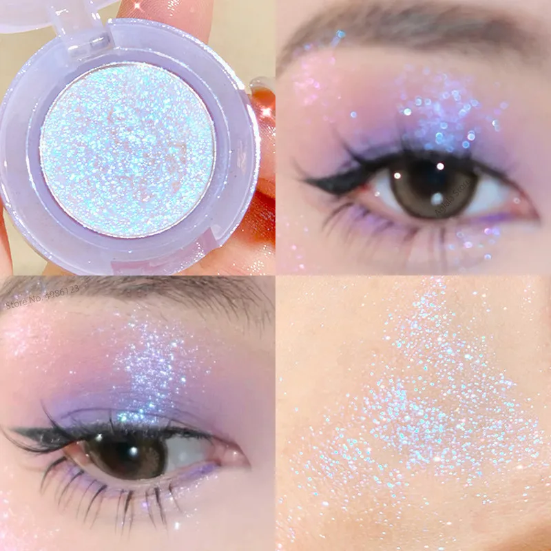 Sombra de ojos con purpurina monocromática, resaltador nacarado, maquillaje en polvo, paleta de sombras de ojos de diamante, Cosméticos de maquillaje de ojos brillantes