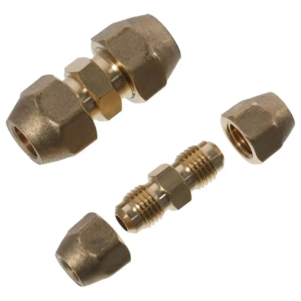 2pcs Copper 3/8Inch and 1/4Inch Copper Pipe Butt Joint Silver 3/8Inch Welding Free Extension Pipe Joint 1/4Inch