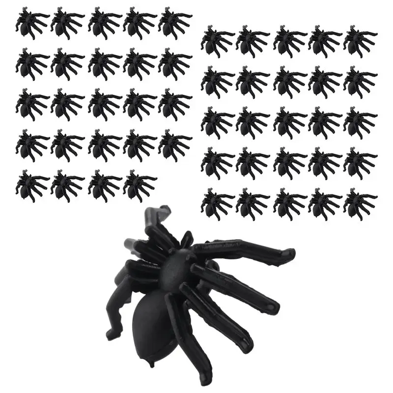 

Y01A 50X Plastic Black Spider Trick Halloween Haunted House Prop Decor