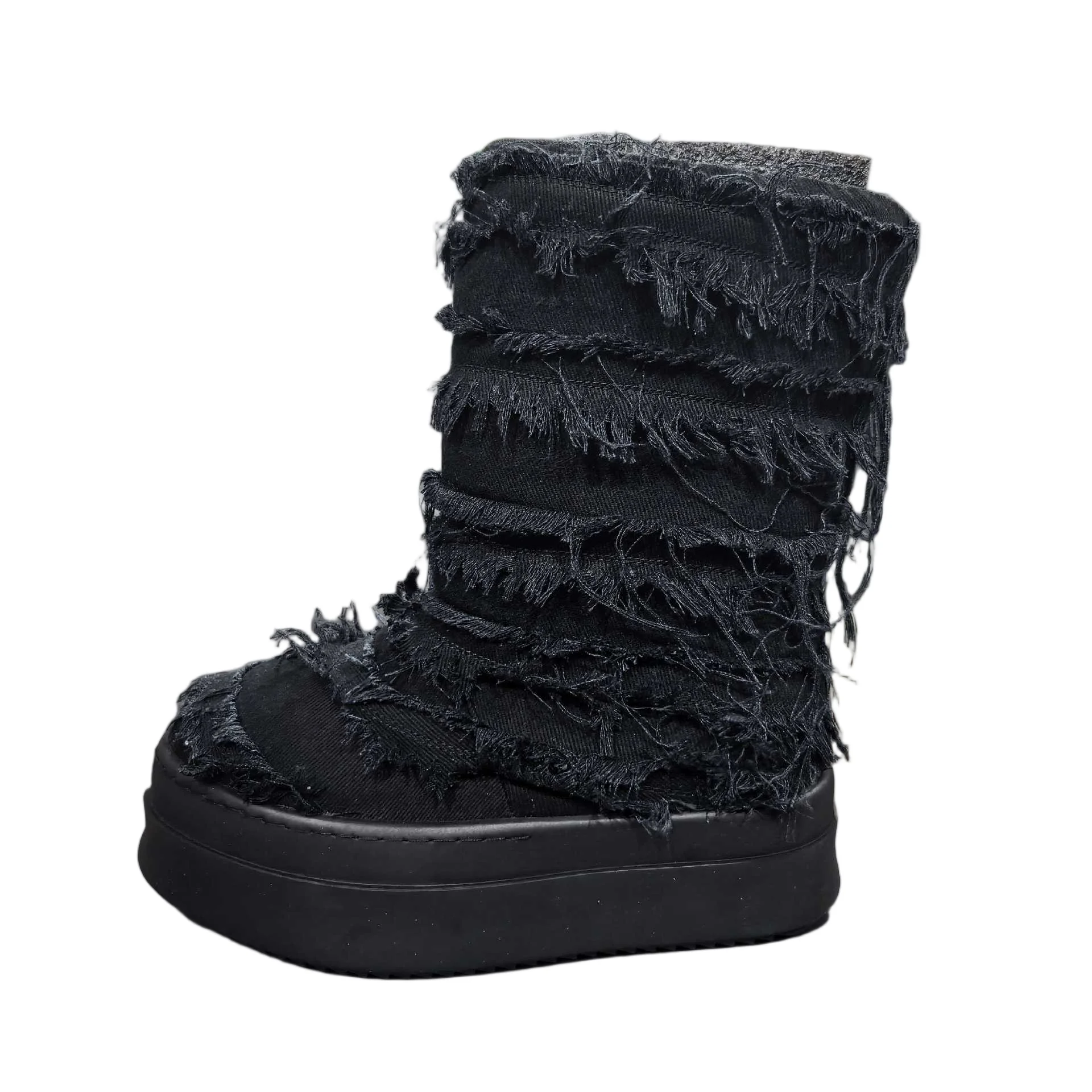 Men's High Top Casual Platform Snow Boots Women Canvas Luxury Street Wear Winter Retro Black White Designer Shoes