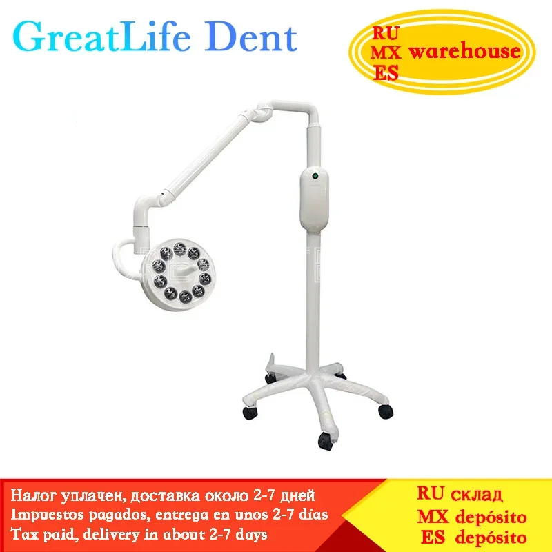 GreatLife Dent 40w 10Leds Mobile Cold Led Lamps Surgical Exam Medical Shadowless Stand Type Dental Operating Lamp Light