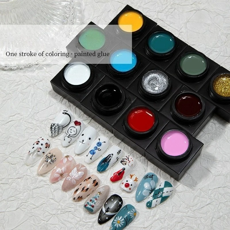 

12Colors Precision Line Painting Gel Nail Polish High Saturation Long Lasting Soak Off UV LED Gel Varnishes Nail Art Decorations
