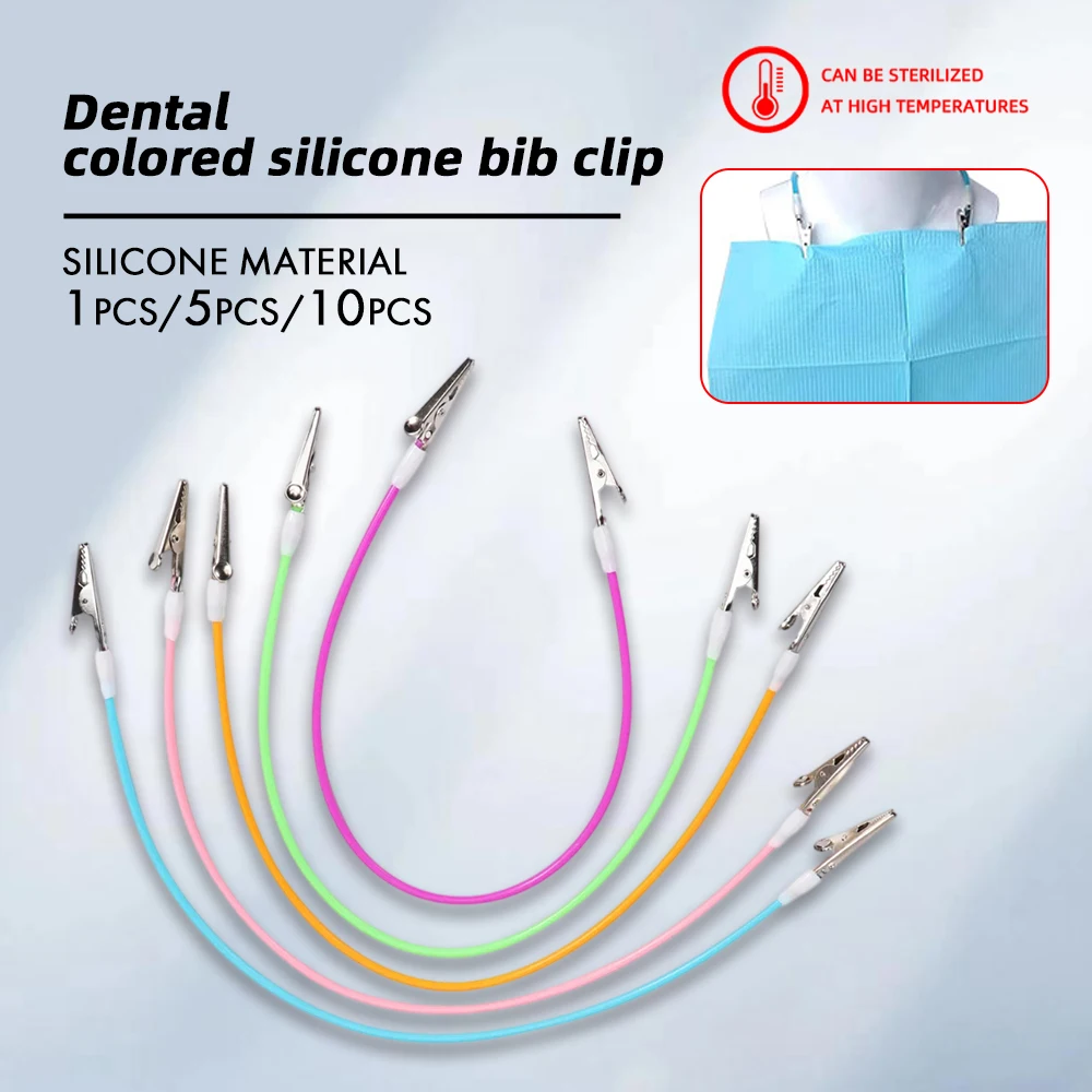 Dental Scarf Clip High-Temperature Sterilizable Silicone Material Disposable 5 Colors Napkin Holders Dental Tools 1/5/10 Pcs