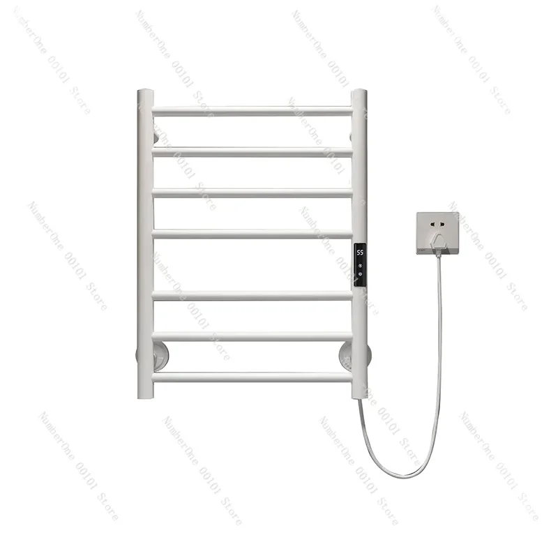 Black/White Bathroom Electric Heated Towel Rail Digital Display Towel Warmer Hidden/Exposed Wires Electric Towel Rack