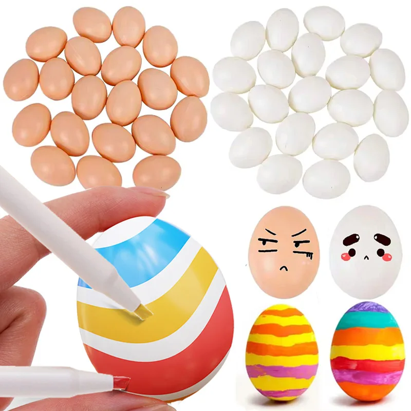 10/20pcs Simulation Plastic Eggs DIY Graffiti Craft Easter Party Decoration Solid Egg Model Children's Puzzle Toys and Gifts