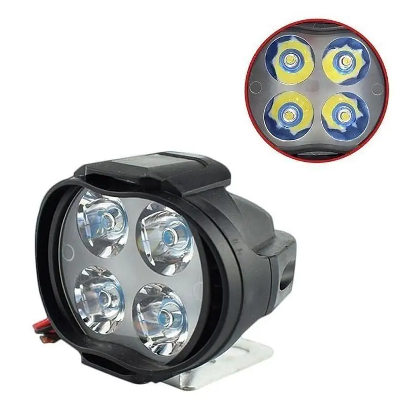 1-5PCS 4LED 12W Motorcycle Headlights White Super Bright Working Front Light LED Scooters Spotlight Motorbike Fog Lampht