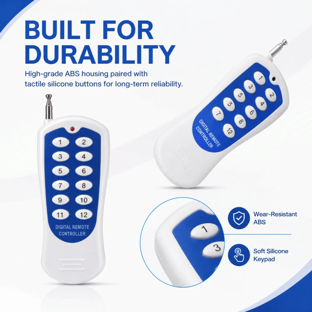 433MHz RF Remote Control Transmitter 315MHz ABS Plastic Housing Wireless Remote Retractable Metal Antenna Soft Silicone Buttons