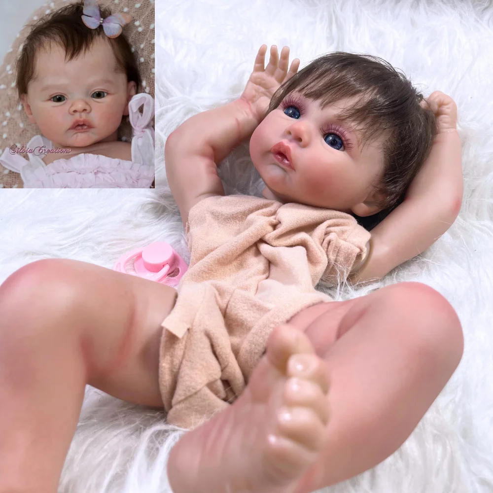 17 بوصة رسمت بالفعل تولد من جديد دمية عدة مرج ثلاثية الأبعاد الجلد مرئية الأوردة أجزاء دمية اليدوية الجذور الشعر الناعم مع الجسم القماش