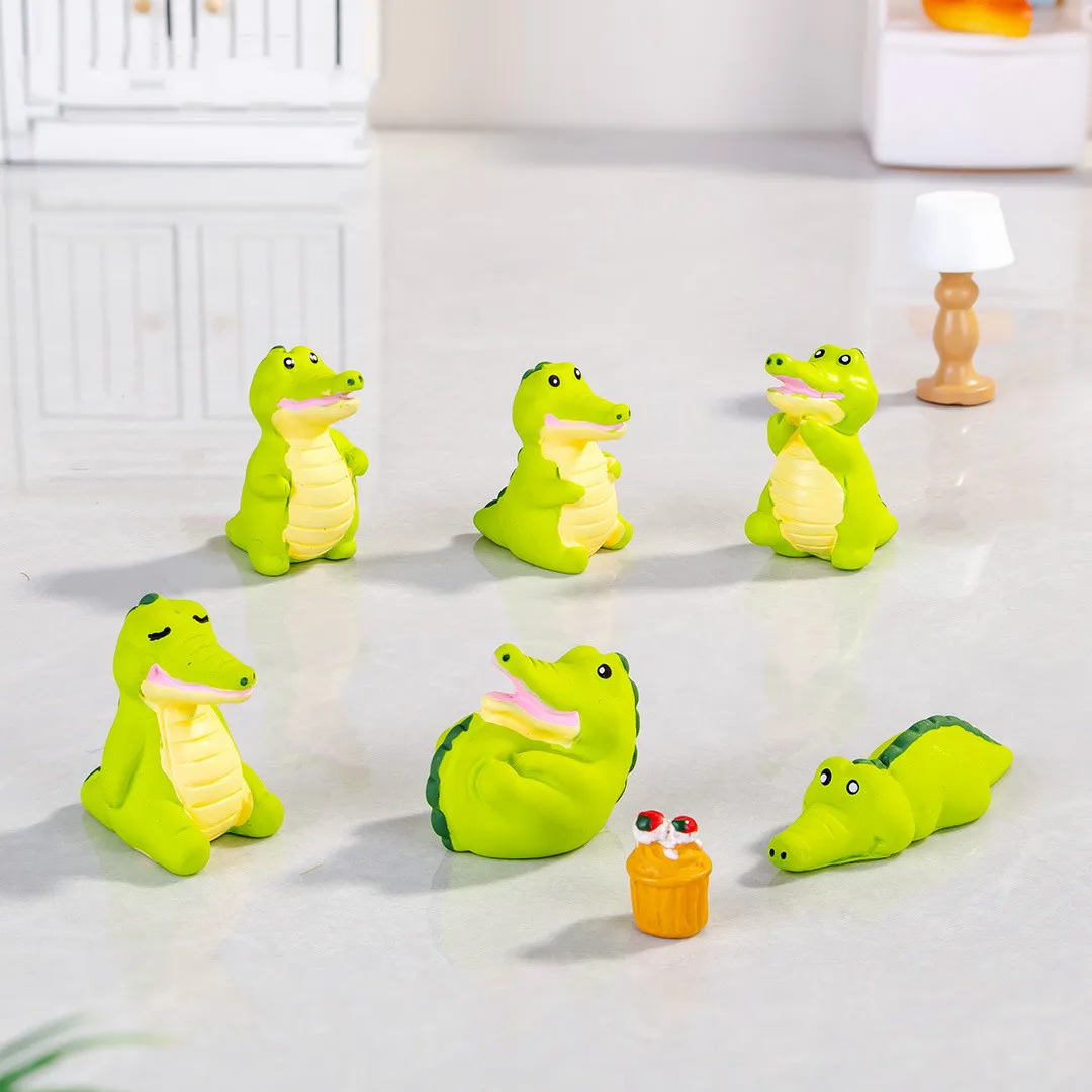 

Миниатюрный крокодиловый садовый декор, 6 шт., мини-крокодил, семейный настольный орнамент, домашний декор, коллекция крокодилов, смола аллигатора
